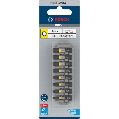 BOSCH BITSSET IMPACT TORX 25MM 8-DLG