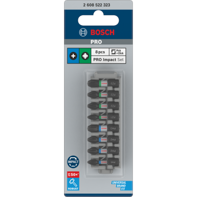 BOSCH BITSSET IMPACT PH/PZ 25MM 8-DLG