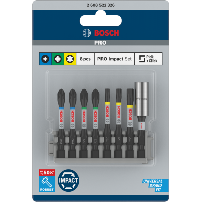 BOSCH BITSSET IMPACT 50MM 8-DLG
