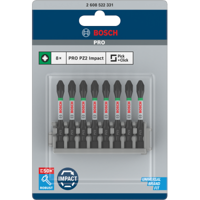 BOSCH BITS IMPACT PZ2 55MM 8ST.