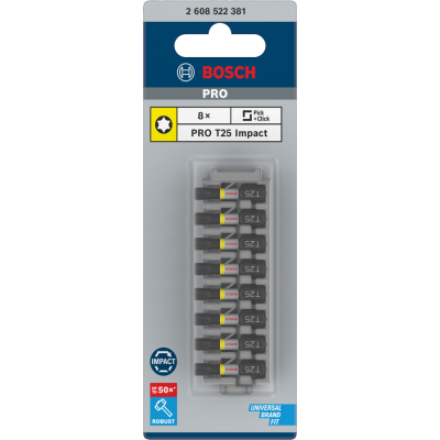 BOSCH BITS IMPACT T25 25MM 8ST.
