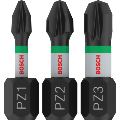 BOSCH BITS IMPACT PZ1+PZ2+PZ3 25MM