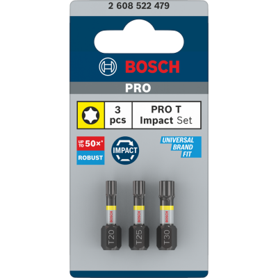 BOSCH BITS IMPACT T20+T25+T30 25MM