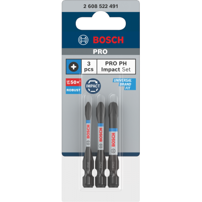 BOSCH BITS IMPACT PH1+PH2+PH3 55MM