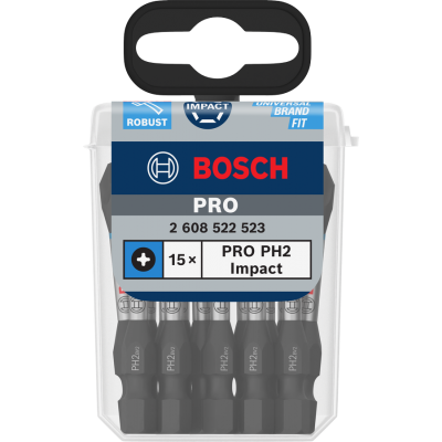 BOSCH Embout PRO Phillips Impact, PH2, 55 mm, 15 pièces