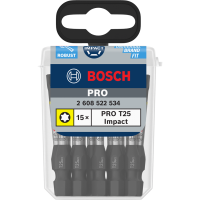 BOSCH Embout PRO Torx Impact, T25, 55 mm, 15 pièces
