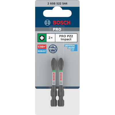 BOSCH Embout PRO Pozidriv Impact, PZ2, 55 mm, 2 pièces