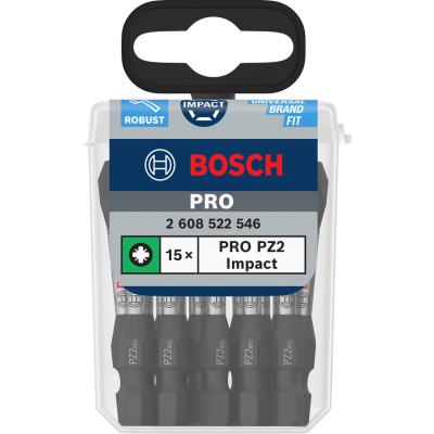 BOSCH Embout PRO Pozidriv Impact, PZ2, 55 mm, 15 pièces