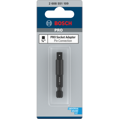 BOSCH PRO Socket Adapter avec connexion par goupille, 1/4", 50 mm