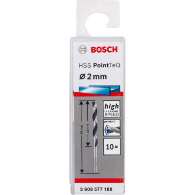 BOSCH Foret hélicoïdal HSS PointTeQ 2,0 mm 10 pièces