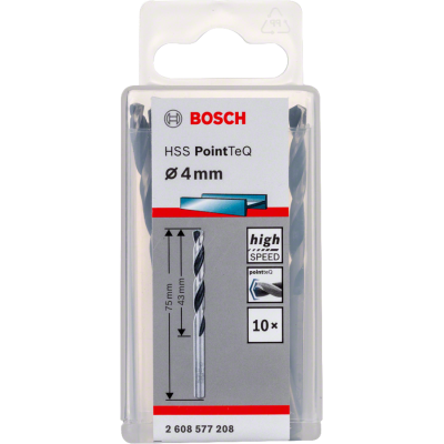 BOSCH Foret hélicoïdal HSS PointTeQ 4,0 mm 10 pièces