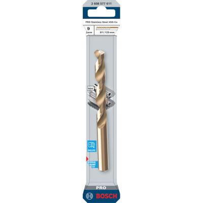 BOSCH Foret hélicoïdal PRO Stainless Steel HSS-Co, 9 x 81 x 125 mm