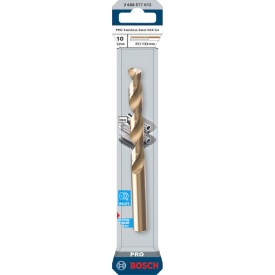 BOSCH Foret hélicoïdal PRO Stainless Steel HSS-Co, 10 x 87 x 133 mm