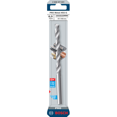 BOSCH Foret hélicoïdal PRO Metal HSS-G, 6,5 x 97 x 148 mm
