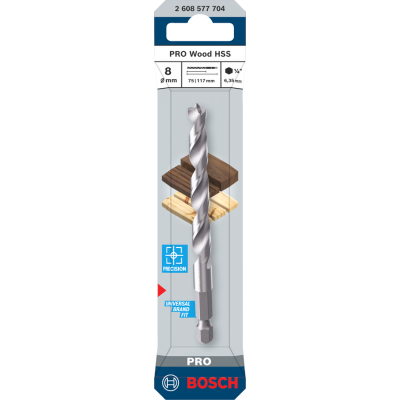 BOSCH Foret hélicoïdal PRO Wood HSS, 8 x 75 x 117 mm