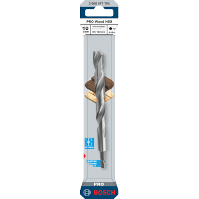 BOSCH Foret hélicoïdal PRO Wood HSS, 10 x 87 x 133 mm