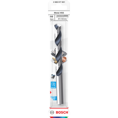 BOSCH Foret hélicoïdal Metal HSS, 10 x 87 x 133 mm, emmanchement CYL