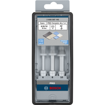 BOSCH Coffret de forets à sec PRO Ceramic dry, 6 x 33, 8 x 33, 10 x 33 mm, 3 pièces