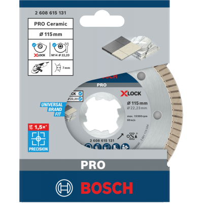 BOSCH Disque diamanté PRO Ceramic X-Lock, 115 x 22,23 mm, 22,23 mm