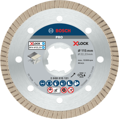 BOSCH Disque diamanté PRO Ceramic X-Lock, 115 x 22,23 mm, 22,23 mm