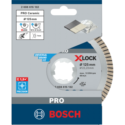 BOSCH Disque diamanté PRO Ceramic X-Lock, 125 x 22,23 mm, 22,23 mm