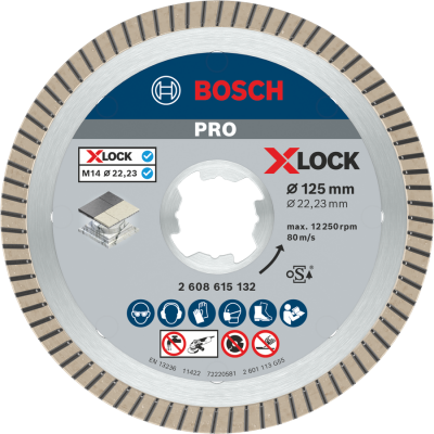 BOSCH Disque diamanté PRO Ceramic X-Lock, 125 x 22,23 mm, 22,23 mm