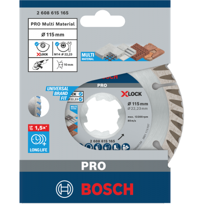 BOSCH Disque diamanté PRO Multi Material X-Lock 115MM 2MM