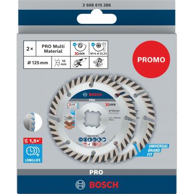 BOSCH Disque diamant PRO Multi-Matériaux, 125 x 22,23 mm, X-Lock, 2 pièces