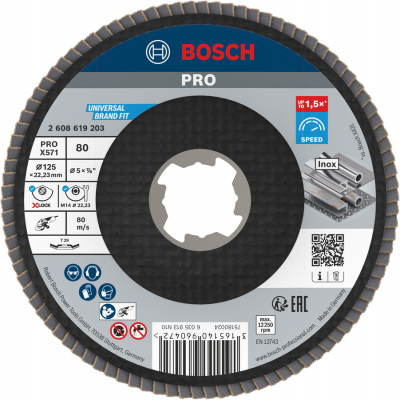 BOSCH Plateau à lamelles PRO X571, bombé, 125 mm, G80, X-Lock