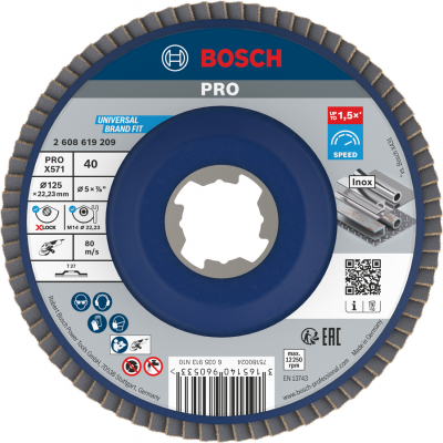 BOSCH Plateau à lamelles PRO X571, plat, 125 mm, G40, X-Lock