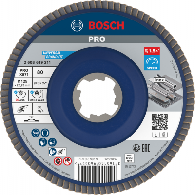 BOSCH Plateau à lamelles PRO X571, plat, 125 mm, G80, X-Lock