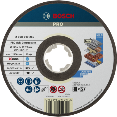 BOSCH Disque à tronçonner PRO Multi Material X-Lock, 125 x 1 x 22,23 mm