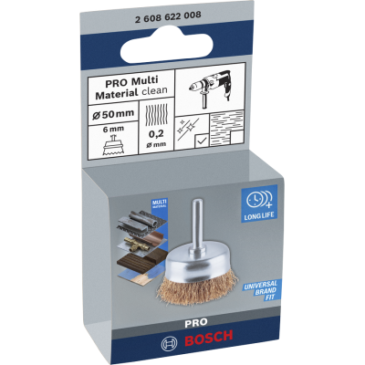 BOSCH Brosse boisseau PRO Multi Material clean, emmanchement droit, 50 x 0,2 mm