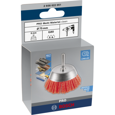 BOSCH Brosse boisseau PRO Multi Material clean, 75 x 1 mm, emmanchement droit