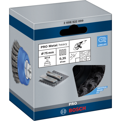 BOSCH Brosse boisseau PRO Metal heavy, 75 x 0,35 mm, à filetage