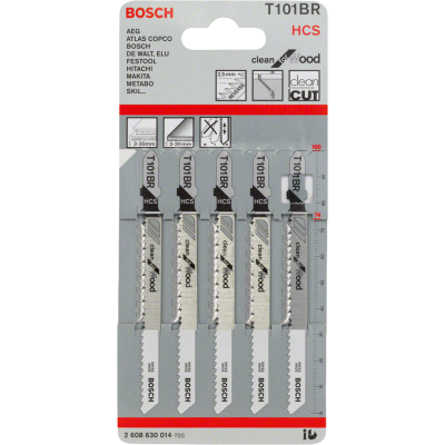 BOSCH WIPZAAGBLAD T101BR HOUT 5ST.