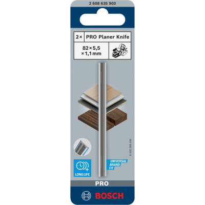 BOSCH Fer pour rabot PRO, 82 x 5,5 x 1,1 mm, 2 pièces