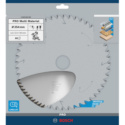 BOSCH CIRK.ZAAGBL. PRO MULTI 254X30 80T
