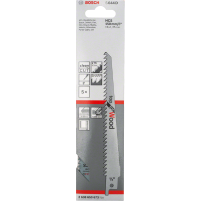 BOSCH RECIPROZAAGBLAD S644D HOUT 5ST.