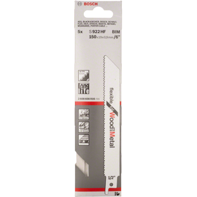 BOSCH RECIPROZAAGBLAD S922HF HOUT 5ST.