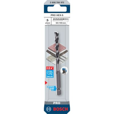 BOSCH Foret PRO HEX-5, 5x50x100 mm