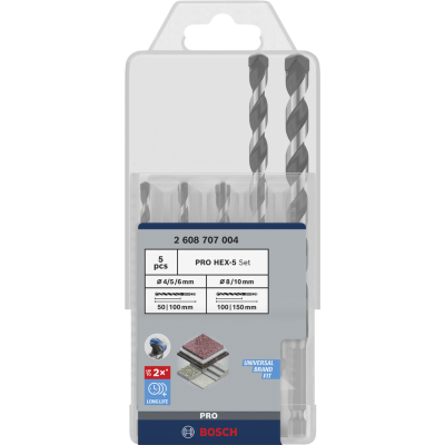 BOSCH Coffret de forets PRO HEX-5, 5 pièces
