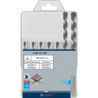 BOSCH Coffret de forets PRO HEX-5, 7 pièces