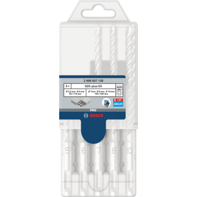 BOSCH Coffret de forets PRO SDS plus-5X, 5,5/6/7/8/10 mm, 5 pièces