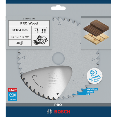 BOSCH CIRK.ZAAGBL. PRO WOOD 184X16 48T