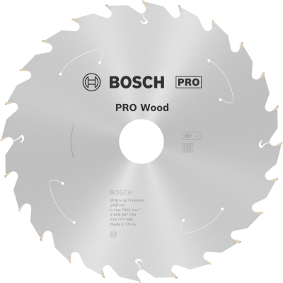 BOSCH Lame de scie circulaire sans fil PRO Wood cordless, 190 x 1,6 x 30 mm, T24