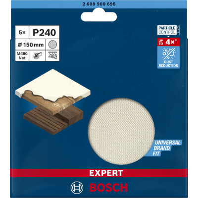 BOSCH Abrasif réticulé EXPERT M480 pour ponceuses excentriques 150 mm, G 240 5 pces
