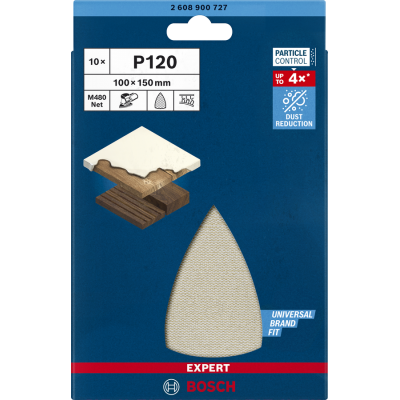 BOSCH Abrasif réticulé EXPERT M480 pour ponceuses Multi 100 x 150 mm, G 120, 10 pièces
