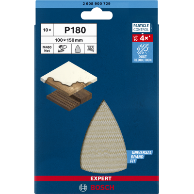 BOSCH Abrasif réticulé EXPERT M480 pour ponceuses Multi 100 x 150 mm, G 180, 10 pièces