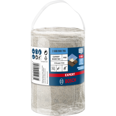 BOSCH Rouleau d'abrasif réticulé EXPERT M480 115 mm, 5 m, G 80